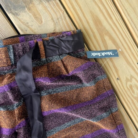 Modcloth NWT Your Time To Shine Wide Leg Pants Sparkly Purple Orange Large - Picture 8 of 12